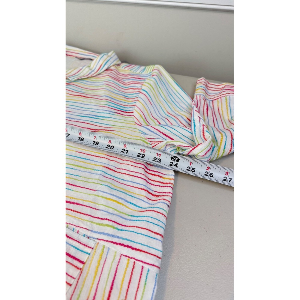 Habitat‎ Button Up Shirt White Multi Rainbow Stripe Cotton Women XXL 45518 - Picture 7 of 8